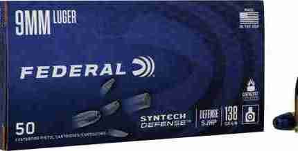 FEDERAL SYNTHETIC DEFENSE 9MM - LUGER 138GR SJHP 50RD 10BX/CS