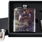RIVERS EDGE POCKET FLASK WITH - 2 SHOT GLASSES WHITETAIL DEER